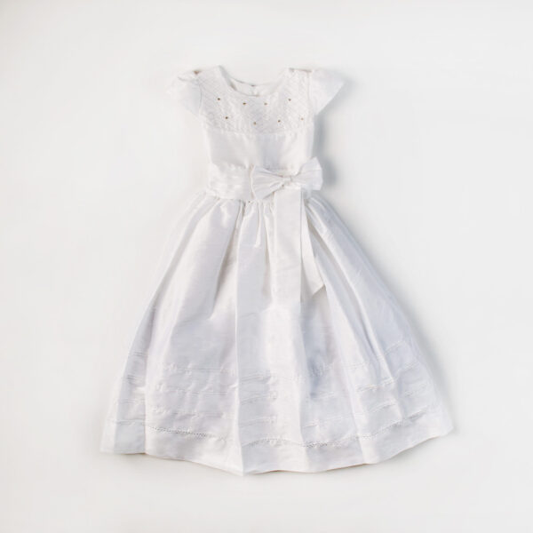 9000 Vestido Primera Comunión niña con detalle de rombos en peto
